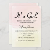 ピンクのレモンパステルグラデーションその女の子の赤ちゃんシャワー 招待状 (正面/裏面)