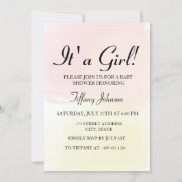 ピンクのレモンパステルグラデーションその女の子の赤ちゃんシャワー 招待状