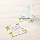 ピンクのレモンママのメイン絞りベビーシャワーナプキン スクエアペーパーコースター (インサイチュ)