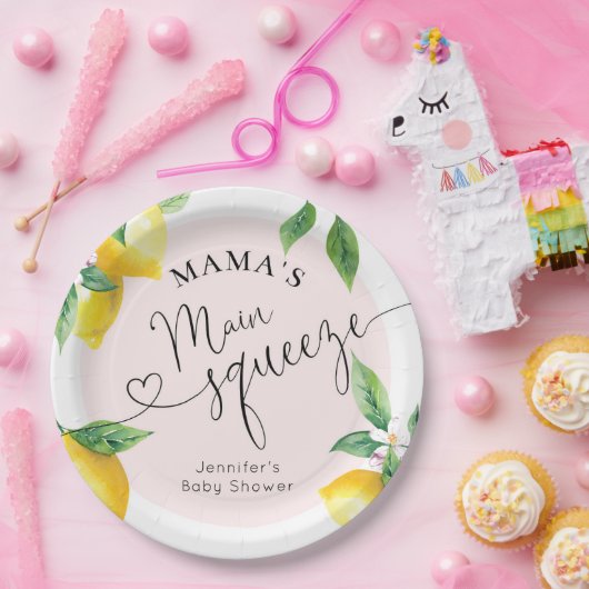 ピンクのレモンママのメイン絞りベビーシャワーナプキン ペーパープレート (パーティー)