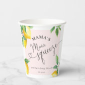 ピンクのレモンママのメイン絞りベビーシャワーナプキン 紙コップ (正面)
