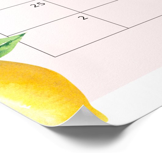 ピンクのレモン 出産予定日 カレンダー ポスター (角)