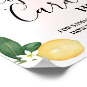 ピンクのレモ離れンレシピカードはこちらシャワーサイン ポスター (角)