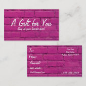 ピンクのレンガのギフトカード 割引カード (正面/裏面)