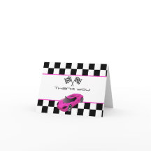 ピンクのレーシングカ― | バースデーパーティー お礼カード