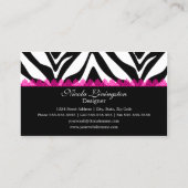 ピンクのレースおよびシマウマはエレガント印刷します 名刺 (裏面)