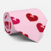 ピンクのレースのあるハート ネクタイ (ロール)