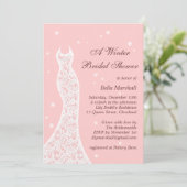 ピンクのレースのよう冬のブライダルシャワーの招待状 招待状 (スタンド正面)