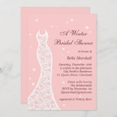 ピンクのレースのよう冬のブライダルシャワーの招待状 招待状 (正面/裏面)