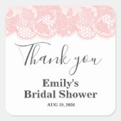 ピンクのレースのブライズシャワー スクエアシール (正面)