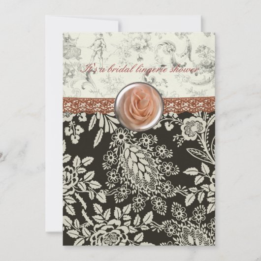 ピンクのレースのブライダルシャワーの招待 招待状 (正面)