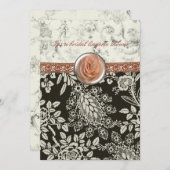 ピンクのレースのブライダルシャワーの招待 招待状 (正面/裏面)