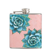 ピンクのレースの多肉質の水彩 フラスク (正面)