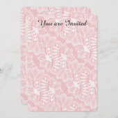 ピンクのレースの花柄 16歳の誕生日 招待状 (正面/裏面)