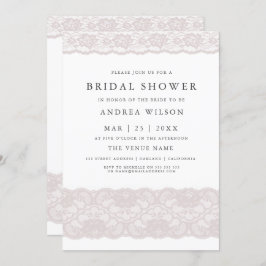 ピンクのレースエレガントのモダンブライダルシャワー招待 招待状