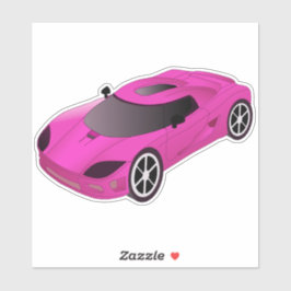 ピンクのレースカーの輪郭 シール