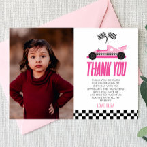 ピンクのレースカーカスタムの写真の誕生日パーティー