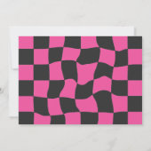 ピンクのレースカーガールの女の子をキャッチできない3rd誕生日 招待状 (裏面)