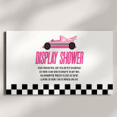 ピンクのレースカー赤ちゃんシャワー表示シャワー エンクロージャーカード