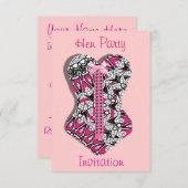 ピンクのレースコルセットガール  ハン・パーティー  個人用  I 招待状 (正面/裏面)