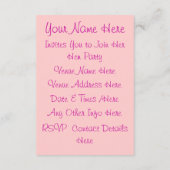ピンクのレースコルセットガール  ハン・パーティー  個人用  I 招待状 (裏面)