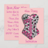ピンクのレースコルセットガール  ハーンパーティー  個人用  I 招待状 (正面/裏面)