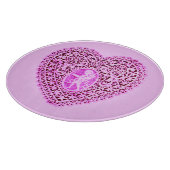 ピンクのレースハートバレンタインデーのキューピッドフローラ カッティングボード (角)