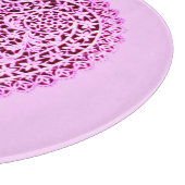 ピンクのレースハートバレンタインデーのキューピッドフローラ カッティングボード (角)