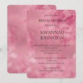 ピンクのレース ロマンチック ブライダルシャワー 招待状 (正面/裏面)