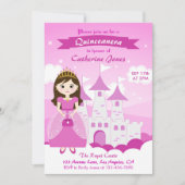 ピンクのロイヤルプリンセス城の少女の15歳の誕生日パーティー 招待状 (正面)