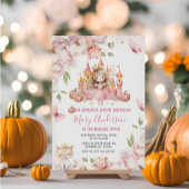 ピンクのロイヤル城プリンセス誕生日 招待状