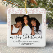 ピンクのロココメリークリスマススクリプト写真 セラミックオーナメント