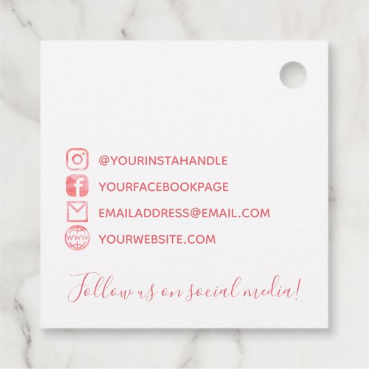 ピンクのロゴ水の色ソーシャルメディア注文ありがとう フェイバータグ (裏面)