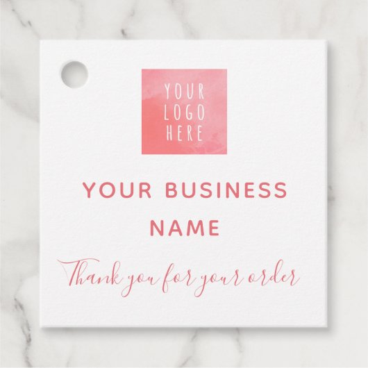 ピンクのロゴ水の色ソーシャルメディア注文ありがとう フェイバータグ (正面)