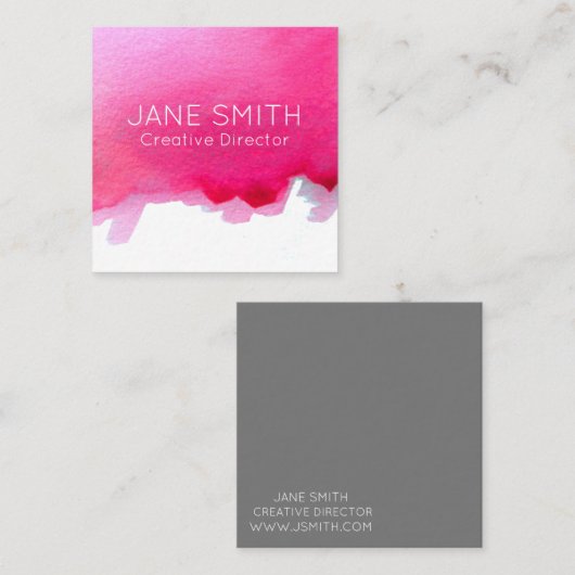 ピンクのロゴ水カラーモダンクリエイティブ業界 スクエア名刺 (正面/裏面)