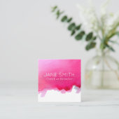 ピンクのロゴ水カラーモダンクリエイティブ業界 スクエア名刺 (スタンド正面)