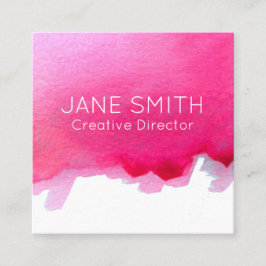 ピンクのロゴ水カラーモダンクリエイティブ業界 スクエア名刺
