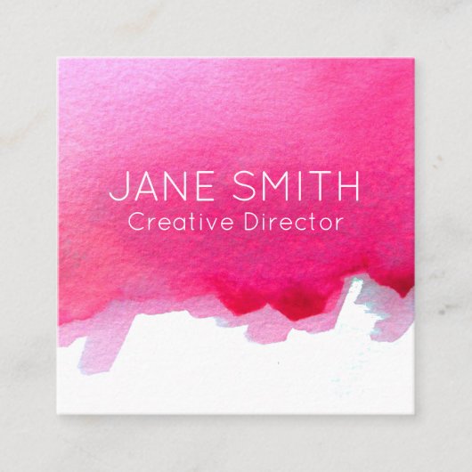 ピンクのロゴ水カラーモダンクリエイティブ業界 スクエア名刺 (正面)