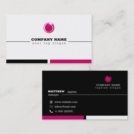 ピンクのロゴ 名刺 (正面/裏面)