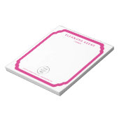 ピンクのロゴ・名前・連絡先のビジネスメモ帳 ノートパッド (回転)