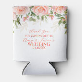 ピンクのロザス花の植物性ウェディングブラウン 缶クーラー (正面)