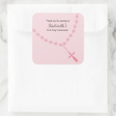 ピンクのロザリオ女の子コミューニオンステッカー スクエアシール (バッグ)