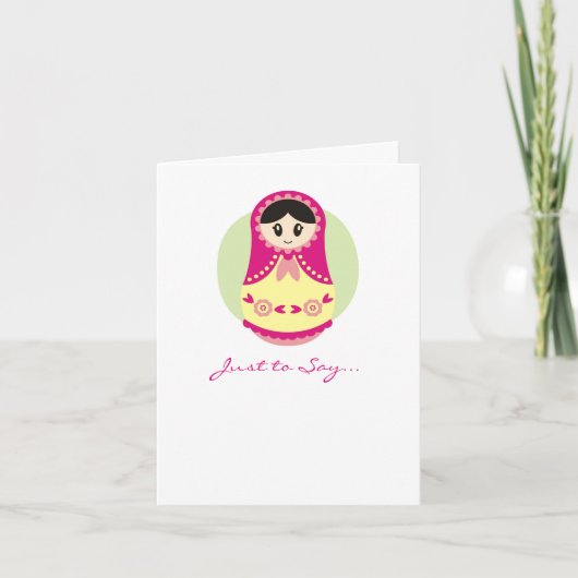 ピンクのロシアのな人形Notecard カード (正面)