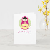 ピンクのロシアのな人形Notecard カード (黄色い花)