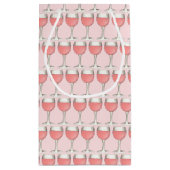 ピンクのロゼ ワインボトル ブライダルシャワー ギフト ウェディング スモールペーパーバッグ (裏面)