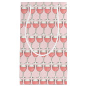 ピンクのロゼ ワインボトル ブライダルシャワー ギフト ウェディング スモールペーパーバッグ (正面)