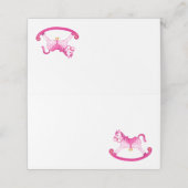 ピンクのロッキングウマの水彩画 プレイスカード (外部開封)