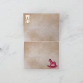 ピンクのロッキングホースの赤ちゃん女の子の感謝カード サンキューカード (内部)