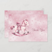 ピンクのロッキングホースサンキューカード サンキューカード (正面/裏面)