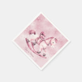ピンクのロッキングホースナプキン スタンダードカクテルナプキン (角)